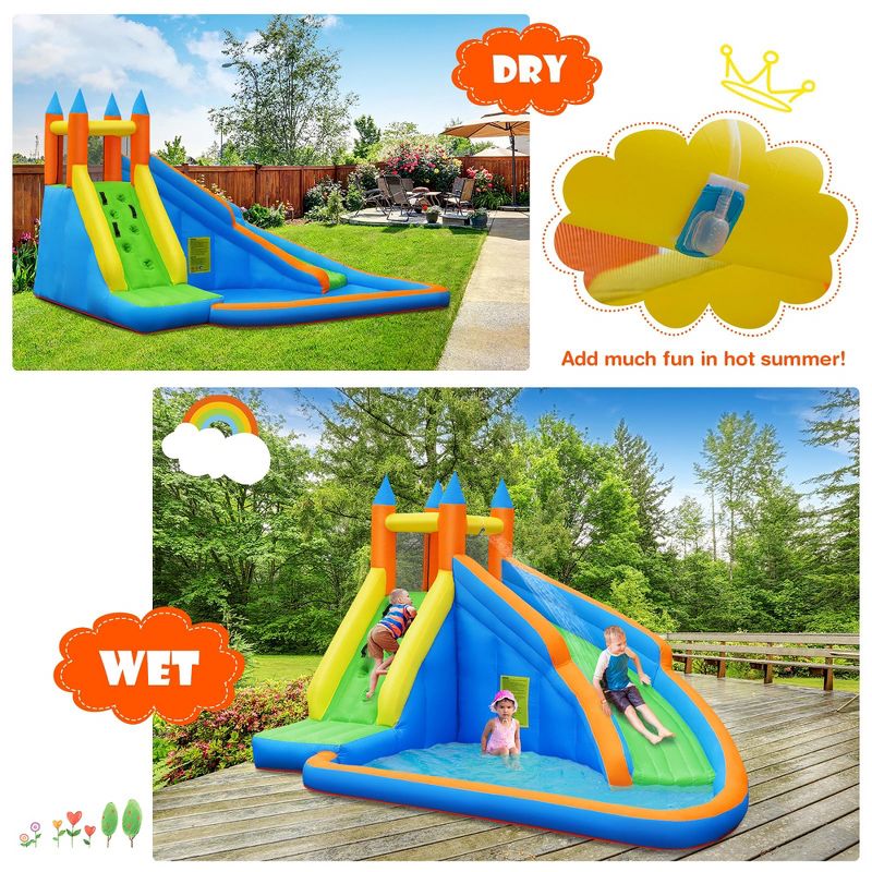 Costway Inflatable Water Slide Mighty Bounce House Castle Moonwalk Splash Pool without Blower, 5 of 11