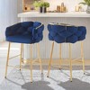 28" Velvet Upholstered Counter Stools Set of 2 with Soft Back, Cushioned Seat, Footrest, and Metal Frame for Kitchen, Bedroom - 2 of 4