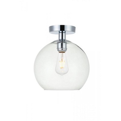 Elegant Lighting Baxter 1 Light Chrome Flush Mount With Clear Glass