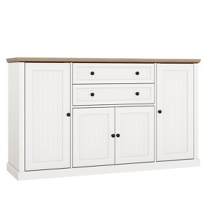 58 Inch Sideboard Buffet Cabinet - Large Wood Rustic Farmhouse Coffee Bar Cupboard with Storage Drawers for Dining Room Kitchen Living Room - 1 of 4