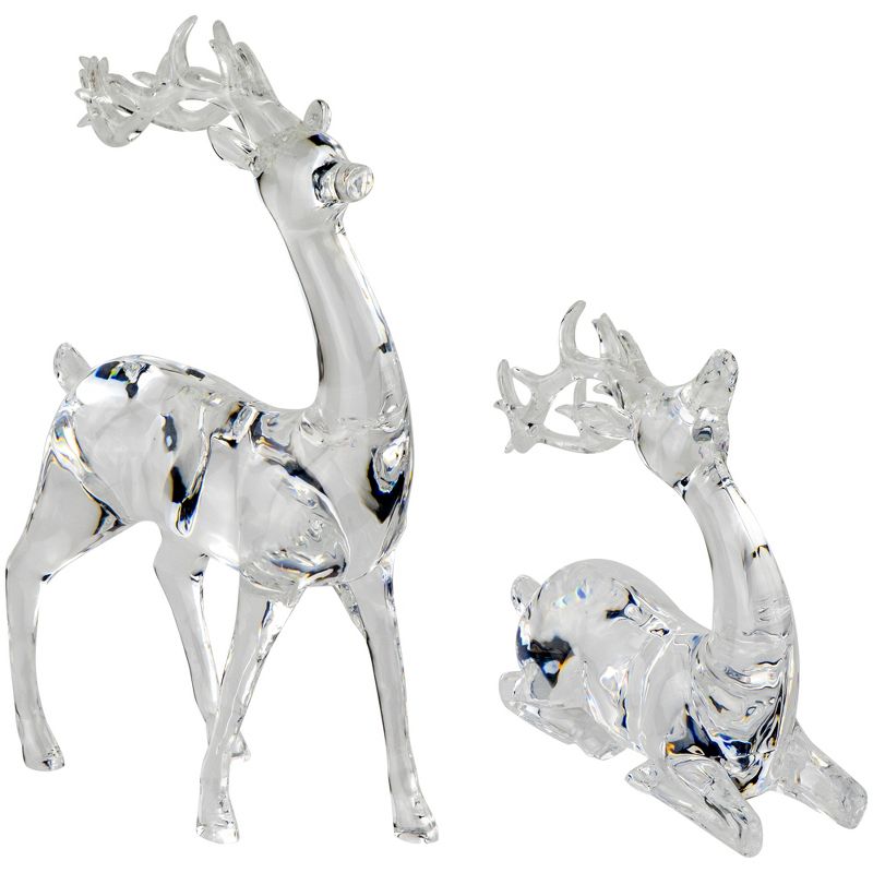 Northlight Kneeling and Standing Reindeer Acrylic Christmas Decorations - 9" - Set of 2, 3 of 7