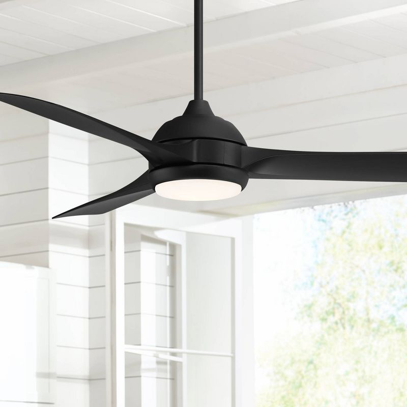54" Casa Vieja Expedite Modern Indoor Outdoor Ceiling Fan with LED Light Remote Control Matte Black White Diffuse Damp Rated for Patio Exterior House, 2 of 10