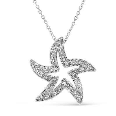 Haus of Brilliance Silver Diamond Accent Starfish Pendant Necklace