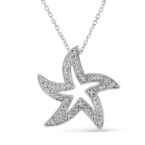 Haus of Brilliance Silver Diamond Accent Starfish Pendant Necklace - 1 of 4