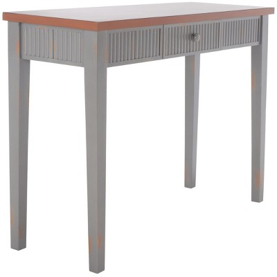 Beale Chic Taupe and Oak Wood Console Table with Fluted Storage Drawer