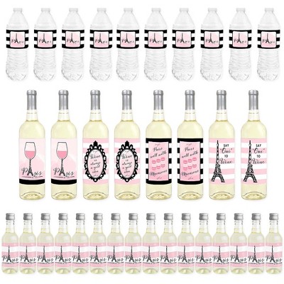 Big Dot of Happiness Paris, Ooh La La - Paris Themed Baby Shower or Birthday Party Decorations - Beverage Bar Kit - 34 Pieces