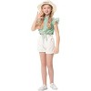 Clearlove Girls Sleeveless Plaid Button Down Shirt Summer Cropped Top with Tie Waist and Ruffled Hem Cute Casual Blouse Light Green 120 - 3 of 4
