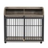 44" Large Dog Crate Furniture with Lockable Wheels, Double-Layer Storage, End Table Style Kennel for Large Dogs - The Pop Home - 4 of 4