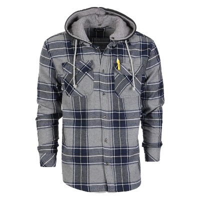 Gioberti Men's Removable Hoodie Plaid Checkered Flannel Shirt