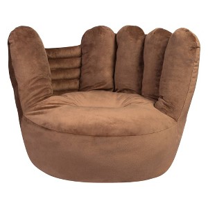 Baseball Glove Plush Character Kids' Chair - Trend Lab: Brown Sports Novelty Accent Chair, Foam Frame, 25lb Capacity - 1 of 2