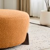 Tufted Round Boucle Ottoman with Splayed Rubber Wood Legs, Versatile Footrest/Accent Table - ModernLuxe - 3 of 4