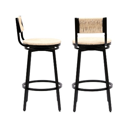 NicBex Set of 2 Bar Stools for Kitchen Island,Counter Height Bar Stools with Metal Frame,Bar Chairs for Dining Rooms,Kitchens,White/Gray