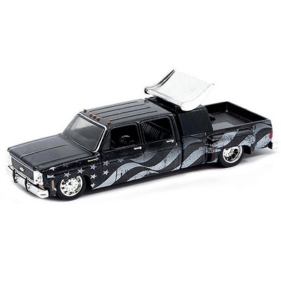 1973 Chevrolet Cheyenne Super 30 Pickup Truck Black with American Flag Graphics Limited Ed 1/64 Diecast Model Car by M2 Machines