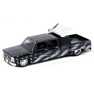 1973 Chevrolet Cheyenne Super 30 Pickup Truck Black with American Flag Graphics Limited Ed 1/64 Diecast Model Car by M2 Machines - 1 of 1
