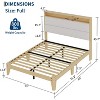 Full Boucle Bed Frame,Bed Frame with RGB LED Light & Charging Station,2-Tier Storage Headboard,Beige - 3 of 4