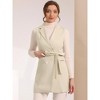 Allegra K Women's Lapel Collar Sleeveless Long Coat Double Breasted Belt Waist Trench Vest - 3 of 4