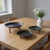 HomeRoots Set of Three Black And Brown Wood And Metal Round Riser Trays With Handles - 2 of 4