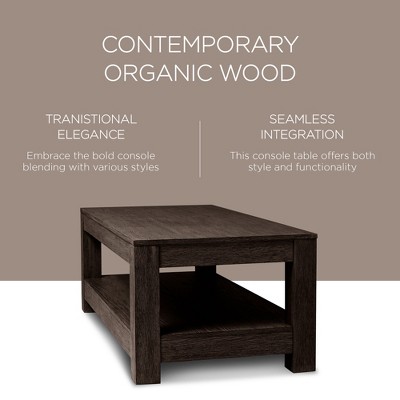 Weathered Brown Rectangular Wooden Coffee Table with Storage Shelf