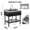 Stainless Steel Utility Sink with Faucet - Durable 201 Stainless Steel Frame with Bowl, 360° Whirl Faucet with Hot & Cold Water - 2 of 4