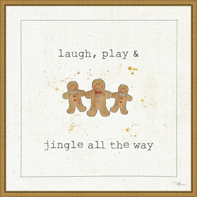 16" x 16" Christmas Cuties VI Gingerbread by Pela Studio Framed Canvas Wall Art - Amanti Art