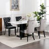 Modern Tufted PU Leather Velvet Dining Chair Set of 2 with High Back,Nailhead Trim,Solid Wood Legs for Dining Room-Baofuwish - 3 of 4