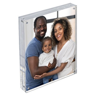 Azar Displays Clear Acrylic Magnetic Photo Block Frame Set with 4x6 and 5x7  size Frames