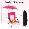 Costway 1/2 PCS Portable Beach Umbrella Chair with Hexagonal Parasol Comfy Armrest Breathable Seat Pink - 3 of 4