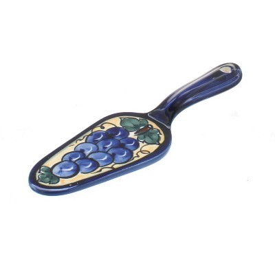 Blue Rose Polish Pottery Grapes Cake Server