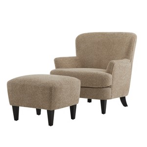 Christopher Knight Home Gerald Contemporary Boucle Upholstered Club Chair and Ottoman Set - 1 of 4