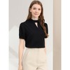 Allegra K Women's Stand Collar Short Puff Sleeves Elegant Work Office Keyhole Blouses - 3 of 4