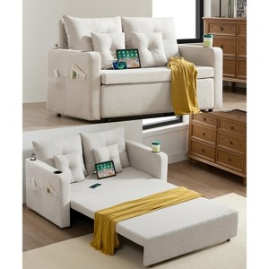 Gericco 56" Sofa Bed,  3 in 1 Convertible Full Size Loveseat Sleeper Sofa Couch Bed, Sleeper Sofa Bed, Comfy Pull Out Sofa Bed - 1 of 4
