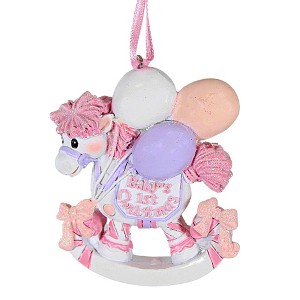 Kurt S. Adler 3.0 Inch Baby's First Rocking Horse Ornament Balloons Tree Ornaments - 1 of 3