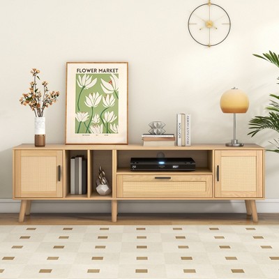 Sapphtopaz Modern TV Stand for TVs TV Entertainment Center with Drawers and Open Shelves, TV Stands for Living Room