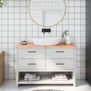 vidaXL Bathroom Countertop Light Brown 47.2 in.x11.8 in.x(0.8 in.-1.6 in.) Treated Solid Wood - 1 of 4