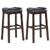 Black and Cappuccino 30" High Upholstered Bar Stools (Set of 2) - 2 of 4