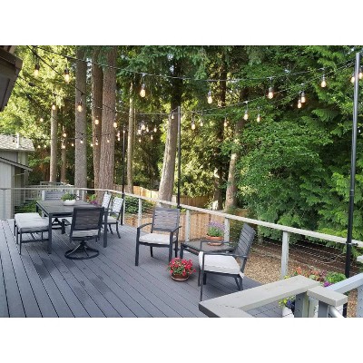 9.5ft Black Powder-Coated Steel String Light Pole Stand