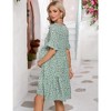 LXT- Maternity Dress Womens Casual Babydoll Dress Ruffle Short Sleeve V Neck Floral Printed Flowy Mini Short Tunic Dress - 4 of 4