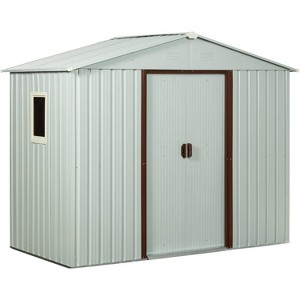 Acekool 6x5 FT Outdoor Metal Storage Shed with Window, Sliding Lockable Doors, Vents, Galvanized Steel - 1 of 4