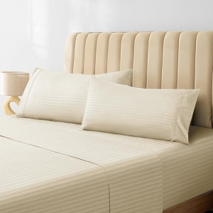 LuxClub 4-7 PC Microfiber Striped Performance Sheet Set, Soft Cooling Eco-Friendly Bed Sheets with 18in Deep Pockets - 1 of 4