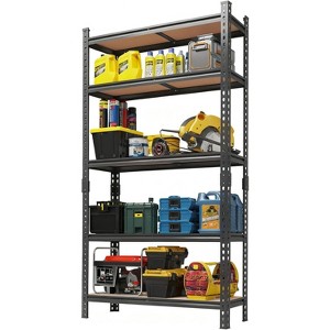 5 Tier Heavy Duty Adjustable Metal Storage Shelves,Metal Shelving Unit，Garage Shelves for Basement,72 in x 35.5 in x 12 in - 1 of 4