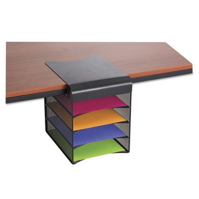 Safco Onyx Hanging Organizer, Solid Top Horizontal, 4 Compartments, Black, 12.33" x 12" x 10"