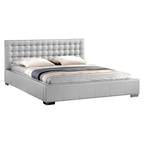 Madison Modern Bed With Upholstered Headboard White Queen Baxton Studio Target