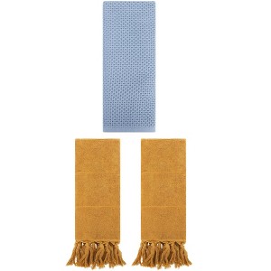 REGALWOVEN 3 Packs Cotton Soft Absorbent Tassels and Waffle Decorative Hand Towel - 1 of 4