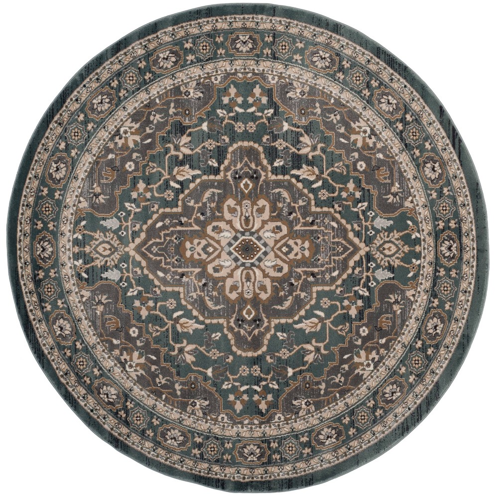 7' Medallion Loomed Round Area Rug Teal/Gray - Safavieh