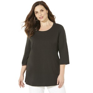 Catherines Women's Plus Size Suprema Feather Together Tee - 1 of 4