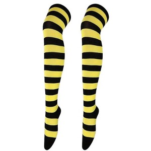 Striped Patterned Over the Knee High Socks from the Sock Panda (Women's Sizes Adult Medium) - Yellow and Black - 1 of 4