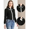 Allegra K Women's Contrast Collar Long Sleeve Office Button Down Shirts - 2 of 3