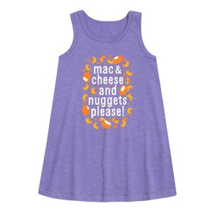 Girls' - Instant Message - Mac & Cheese and Nuggets Please Graphic Sleeveless Aline Dress - 1 of 4