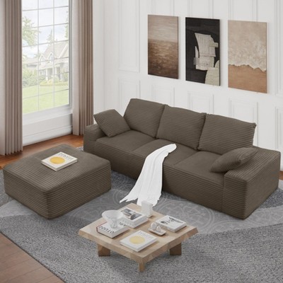 EMPIRE DIGLABS L-Shaped Cloud Sectional Sofa with Deep Seat,No Assembly Required,Modular Couches Sleeper for Living Room,Bedroom,Apartment,BROWN