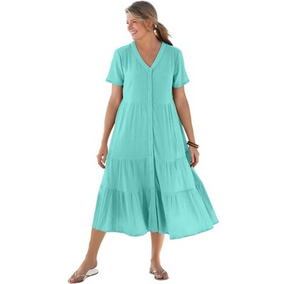 Woman Within Plus Size Gauze Tiered Dress